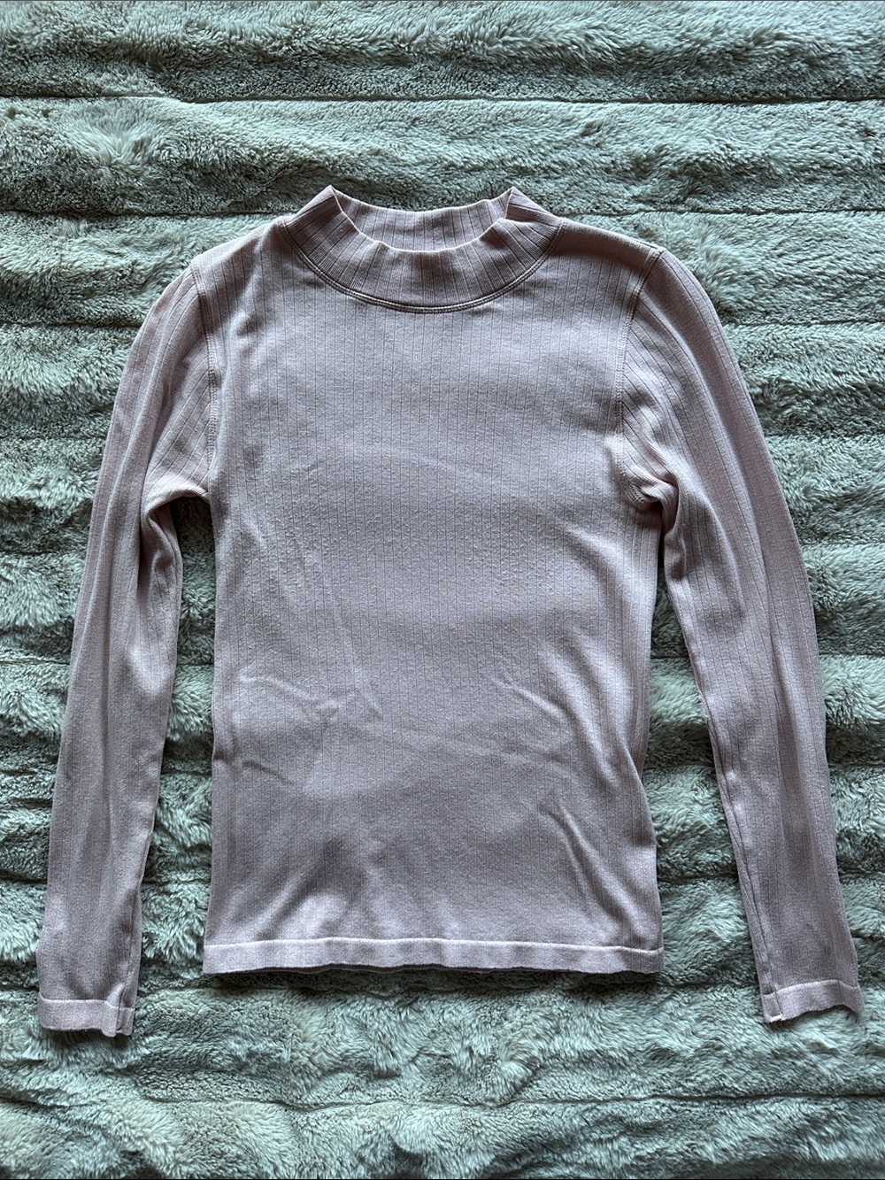 Ribbed Mock Neck Long-Sleeve Top (XS/S)